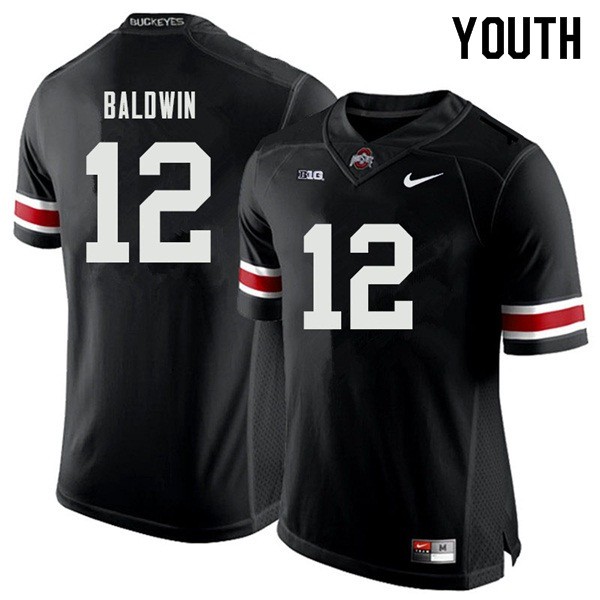 Ohio State Buckeyes #12 Matthew Baldwin Youth Football Jersey Black OSU53546